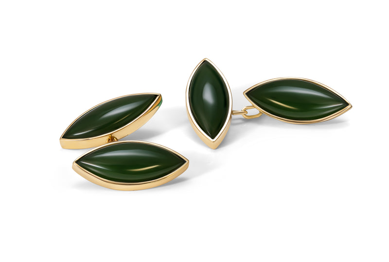 Cufflinks Marquise Jade  - or Jaune 18k