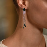 Boucles d'oreilles The Flowing Green Leaves - or blanc 18k