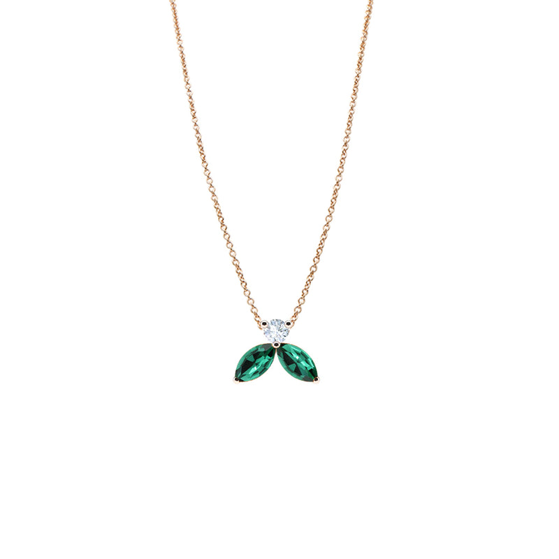 Collier The Little Bee verte M -Or rouge 18k