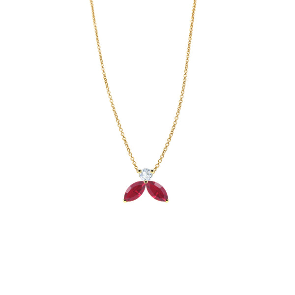 Collier The Little Bee Red M - Yellow gold 18k