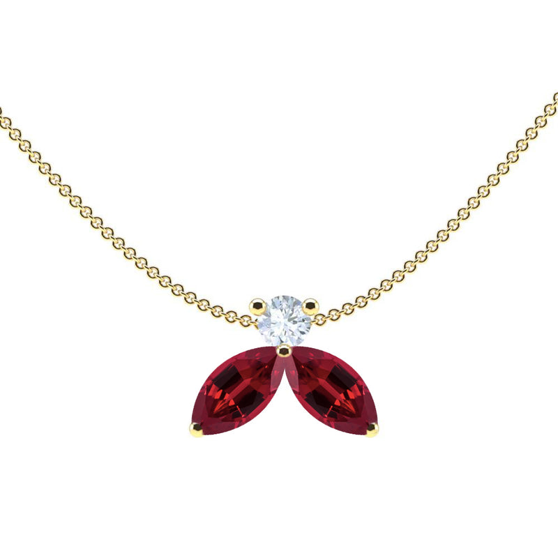 Necklace The Little Bee Red M - Yellow Gold 18k