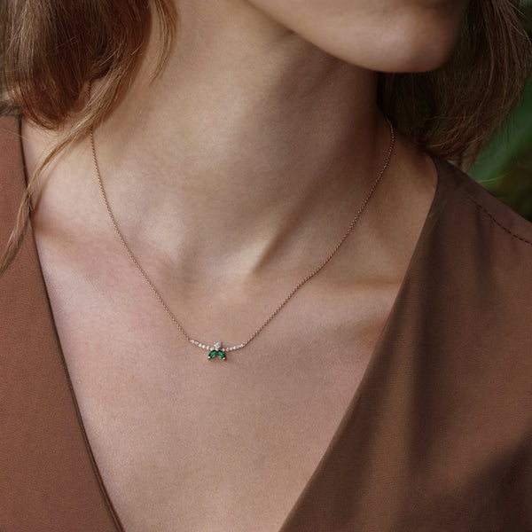 Necklace The Little Bee M Emerald - Red Gold 18k
