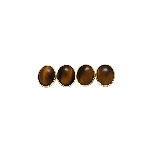 Cufflinks Tiger eye Oval - or Jaune 18k