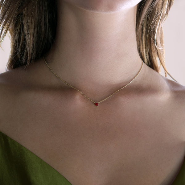 Collier Solitaire Ruby - or rouge 18k