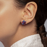 Earrings Little Blue Sapphire Flowerdrop - White Gold 18k