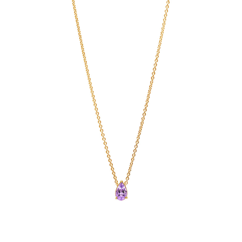 Necklace The Little Tear of Joy Amethyst 0.50ct - Yellow Gold 18k 